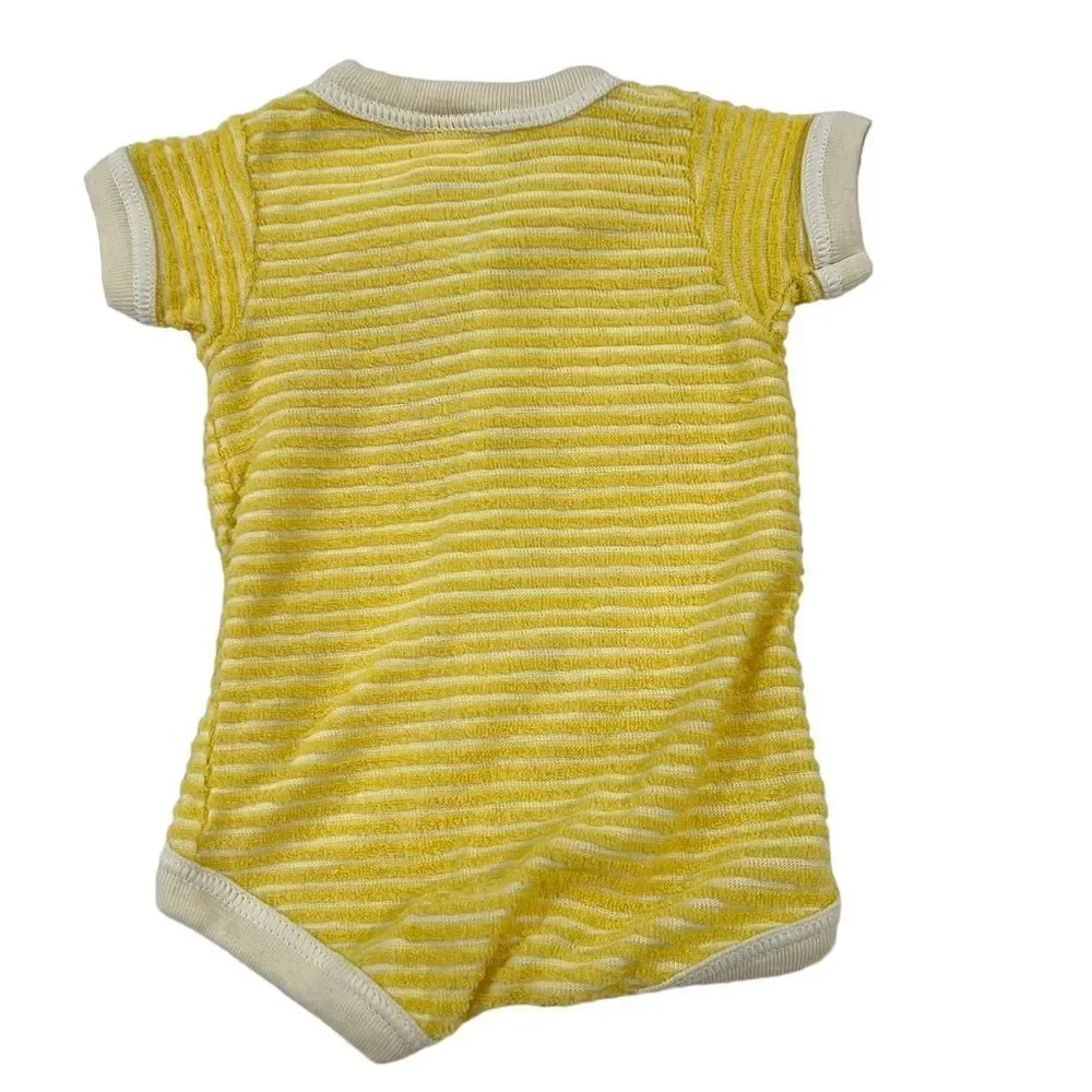 Carter’s Vintage Terry Cloth Yellow Striped Romper Bodysuit